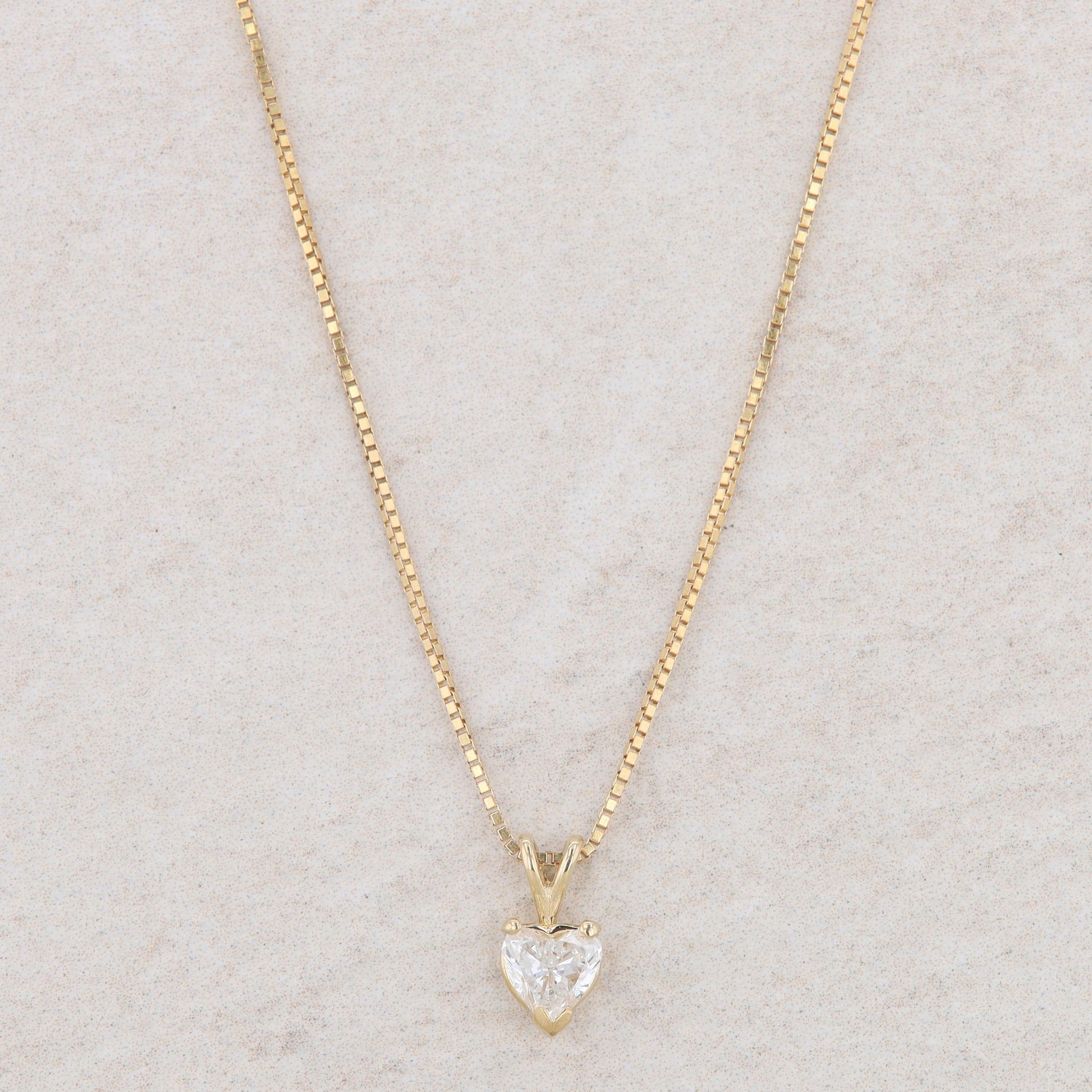 14k Yellow Gold Diamond Heart Necklace