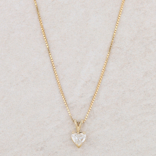 14k Yellow Gold Diamond Heart Necklace