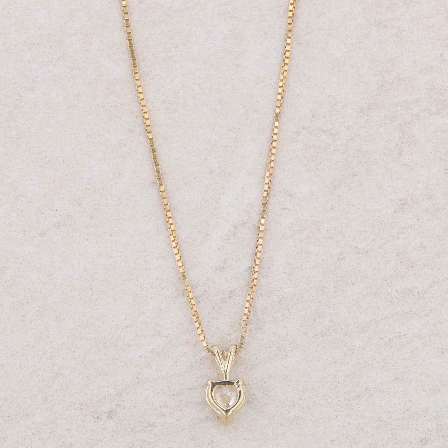 14k Yellow Gold Diamond Heart Necklace