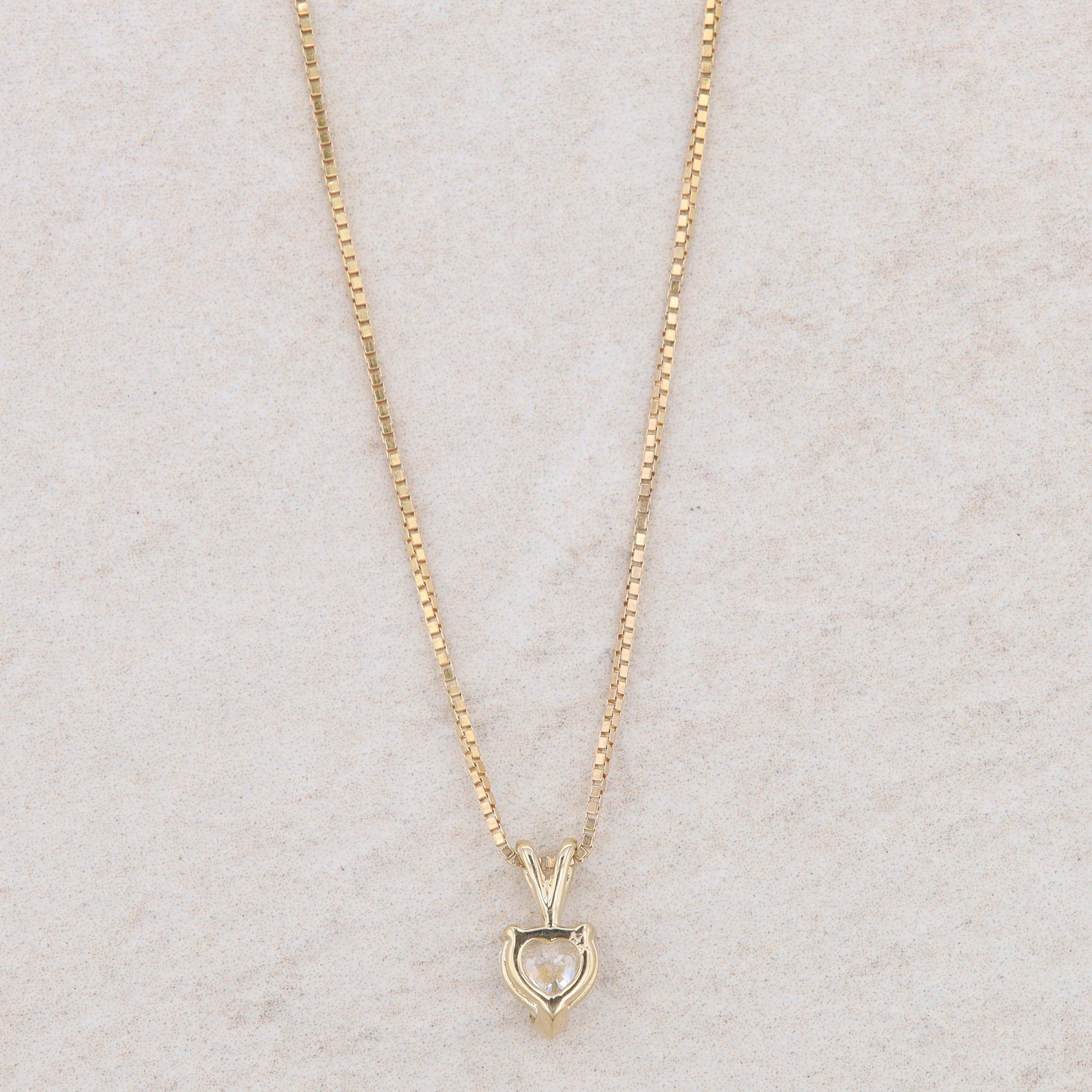 14k Yellow Gold Diamond Heart Necklace