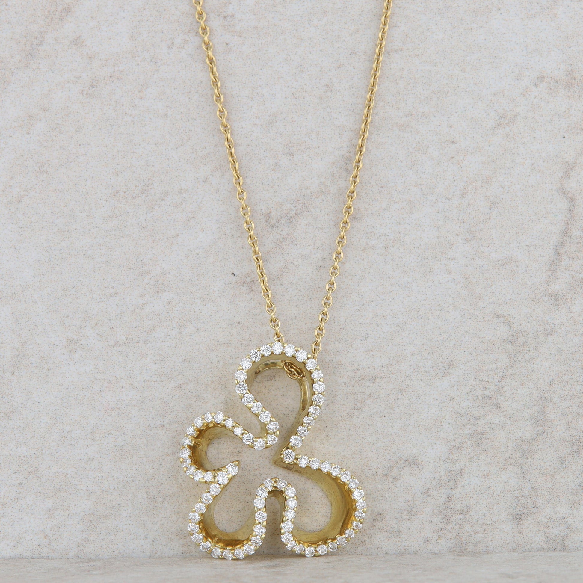 18k Yellow Gold Floral Abstract Diamond Necklace