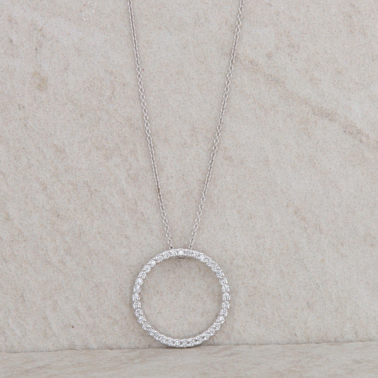 18k White Gold 0.26 Carat Diamond Open Circle Necklace, Roberto Coin.