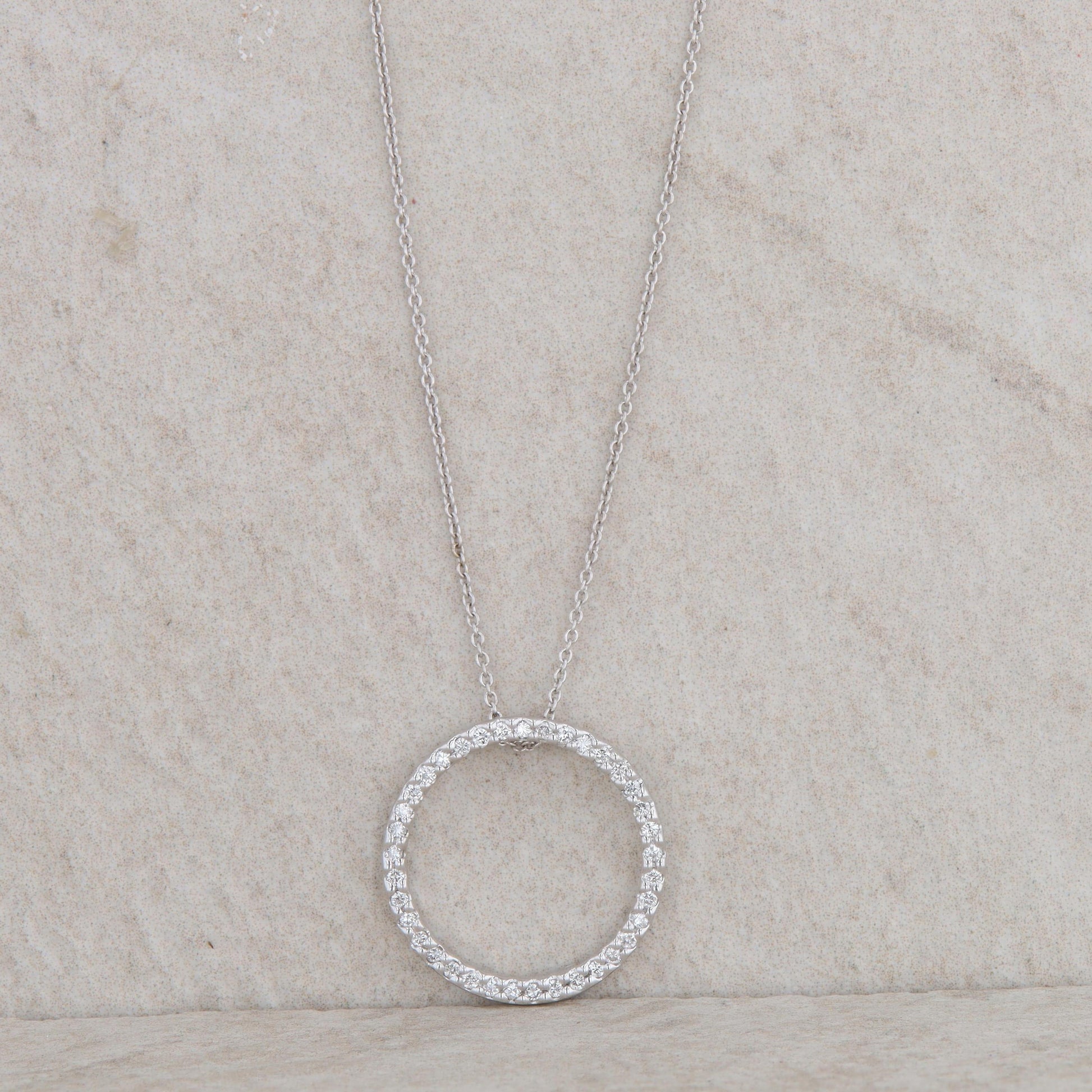 18k White Gold 0.26 Carat Diamond Open Circle Necklace, Roberto Coin.