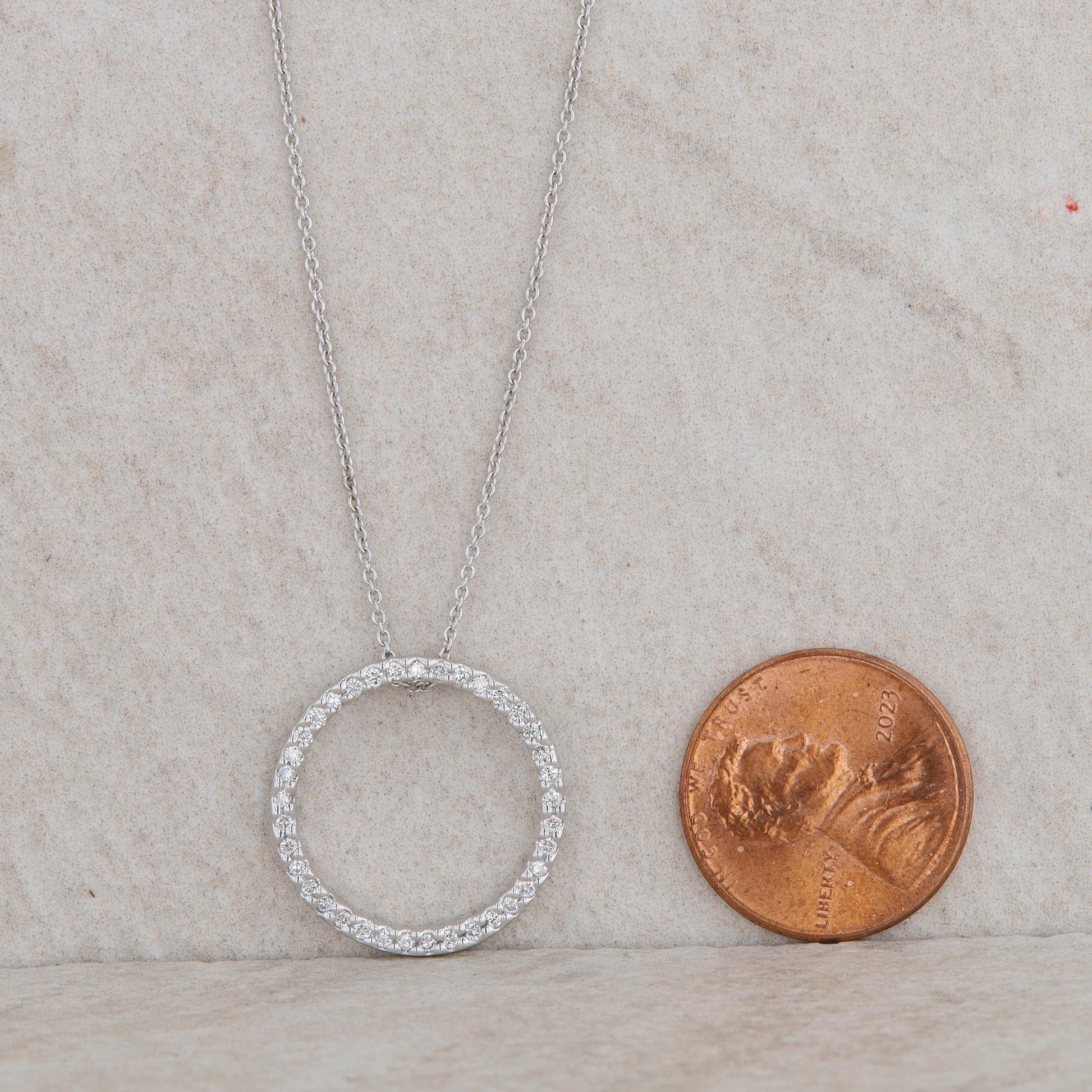 18k White Gold 0.26 Carat Diamond Open Circle Necklace, Roberto Coin.