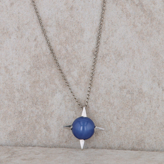 14k White Gold Blue Star Sapphire Necklace