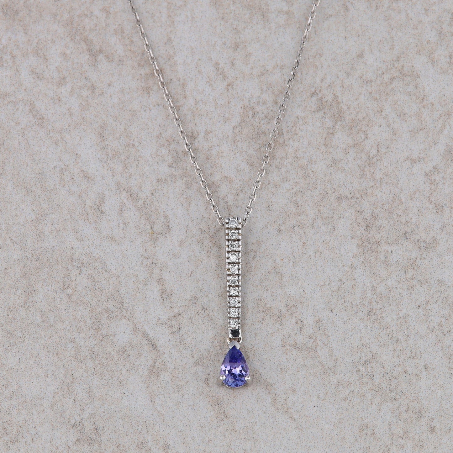 14k White Gold Tanzanite and Diamond Necklace