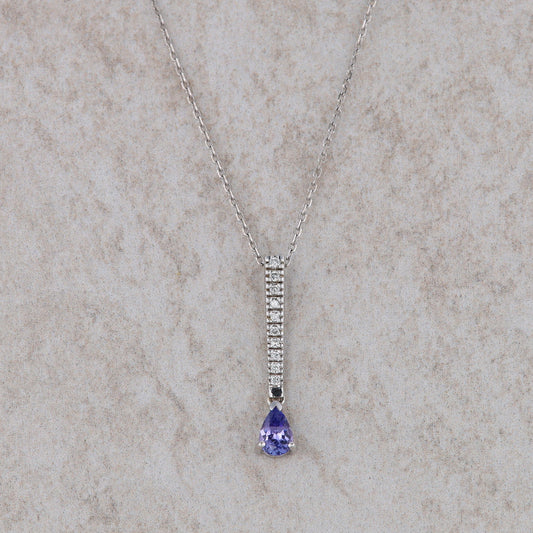 14k White Gold Tanzanite and Diamond Necklace