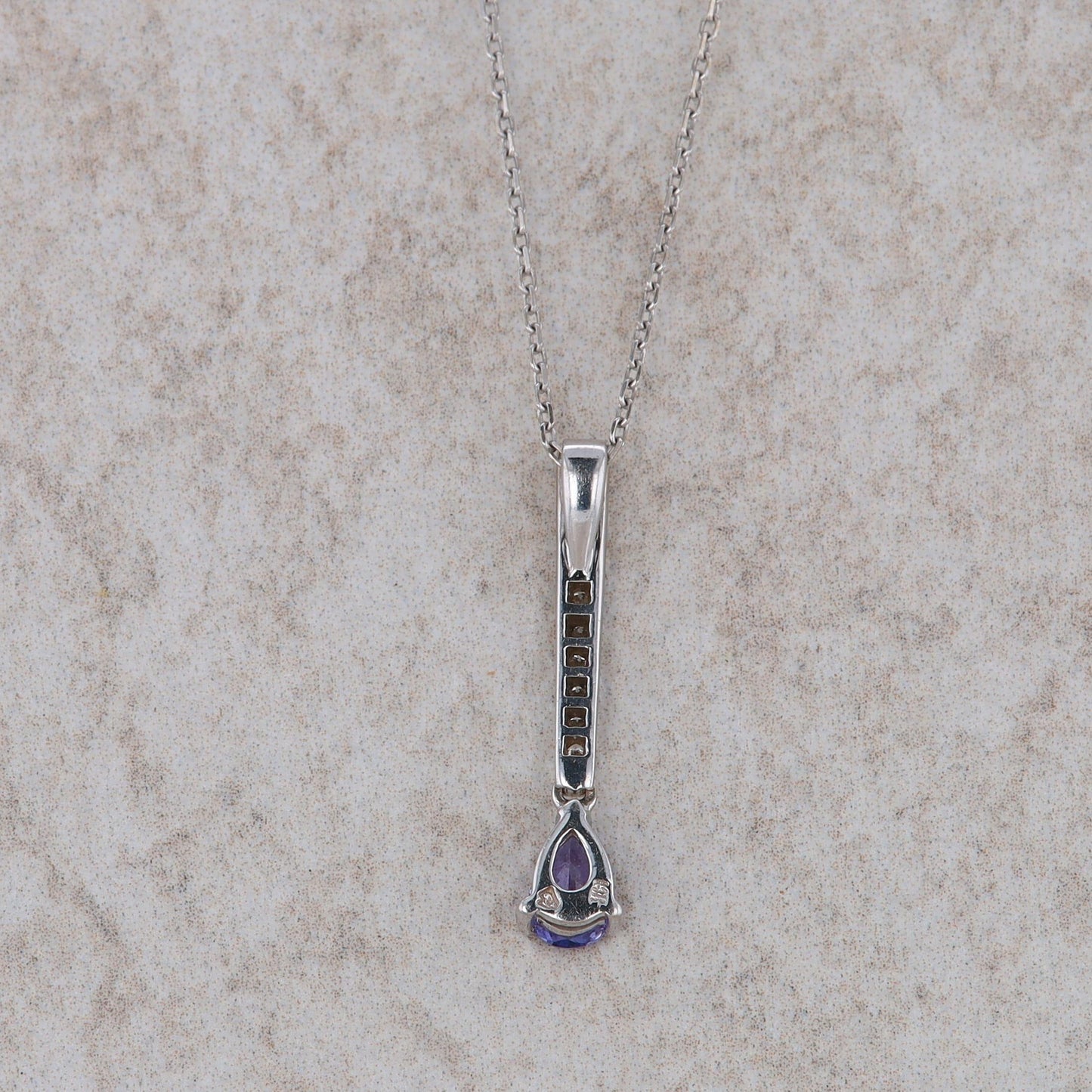 14k White Gold Tanzanite and Diamond Necklace