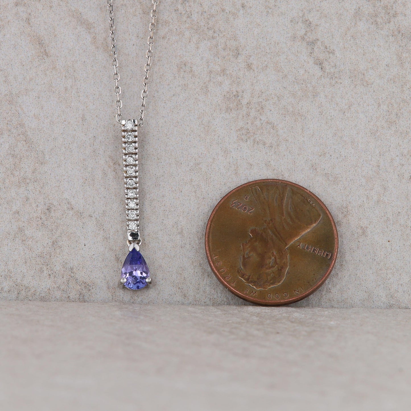 14k White Gold Tanzanite and Diamond Necklace