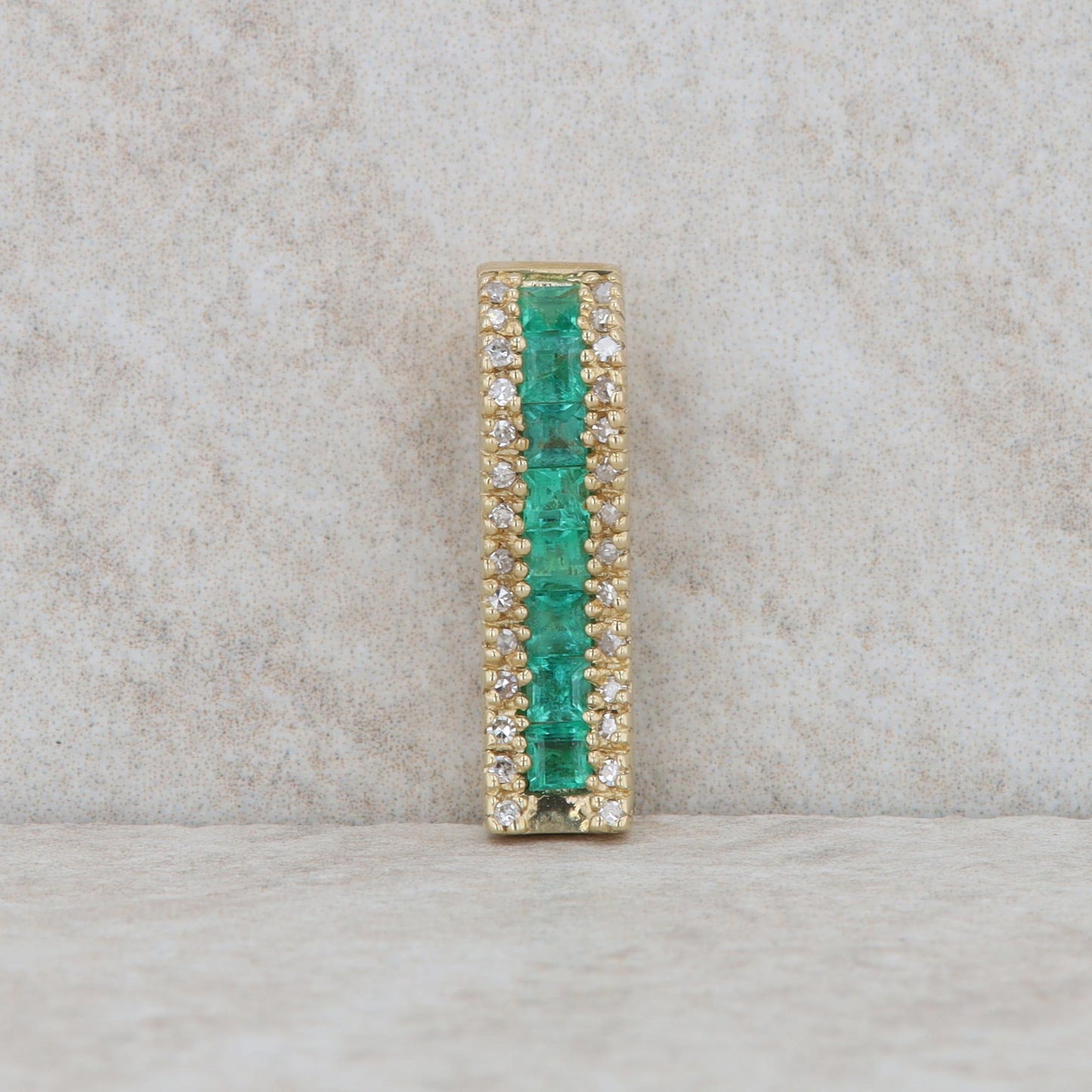 14k Yellow Gold Emerald and Diamond Pendant Enhancer