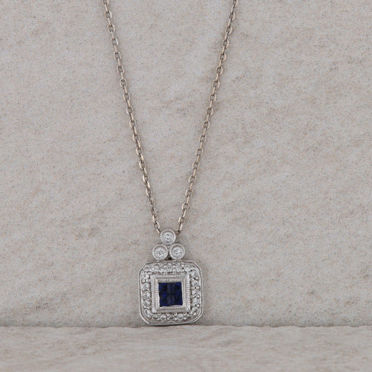 14k White Gold Gabriel & Co Sapphire and Diamond Necklace NK1155W44SA