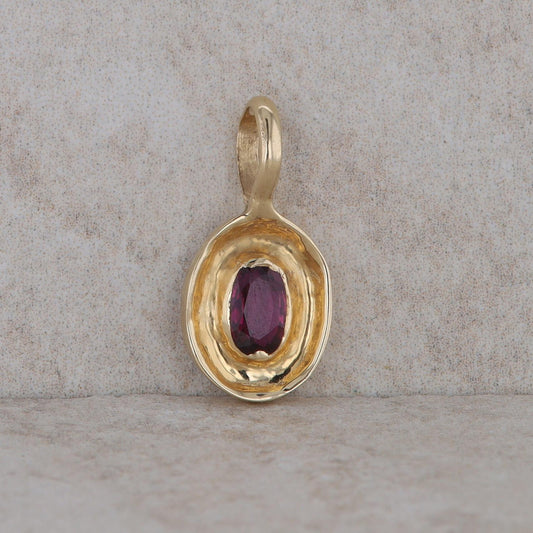 14k Yellow Gold Oval Ruby Pendant