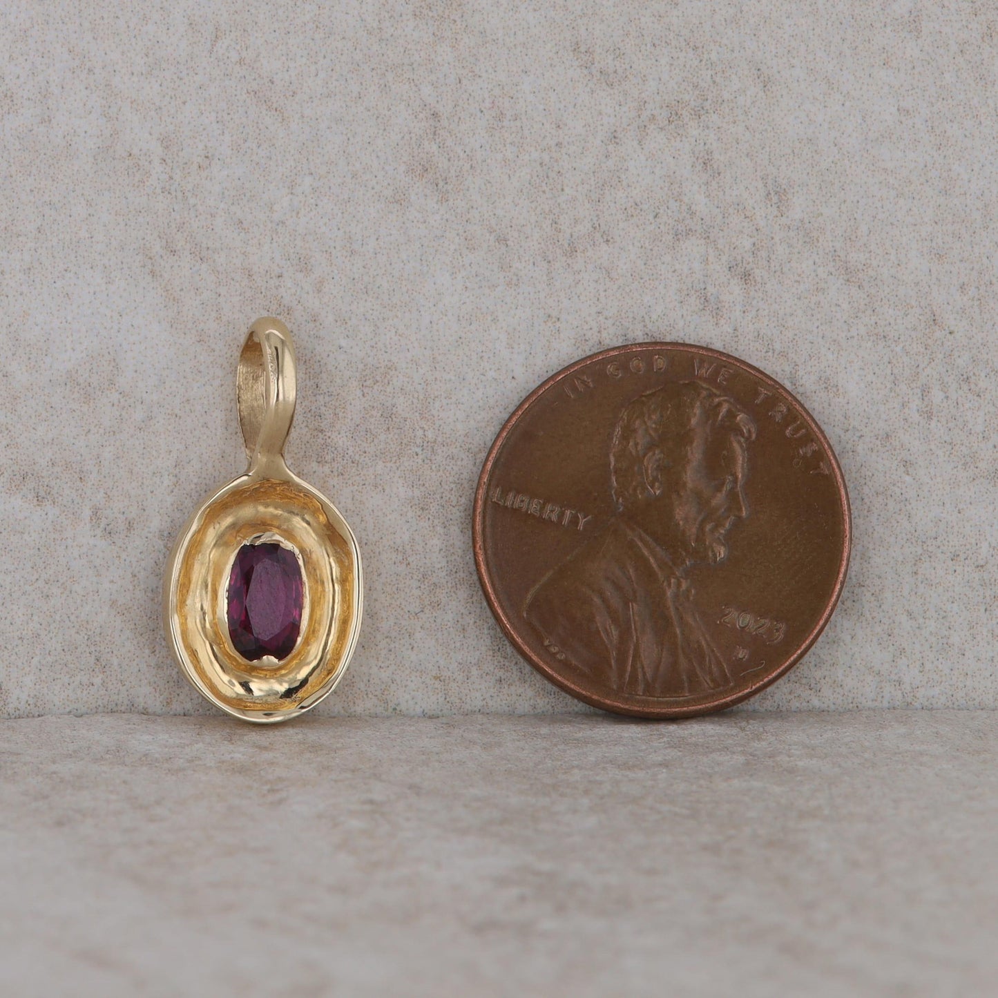 14k Yellow Gold Oval Ruby Pendant