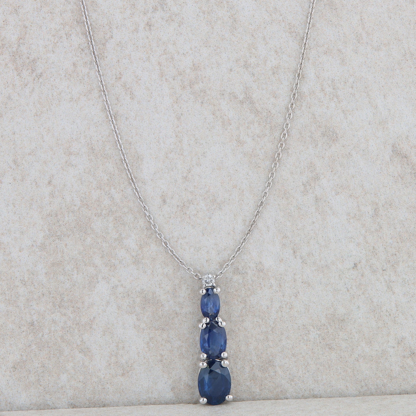 14k White Gold Sapphire and Diamond Necklace