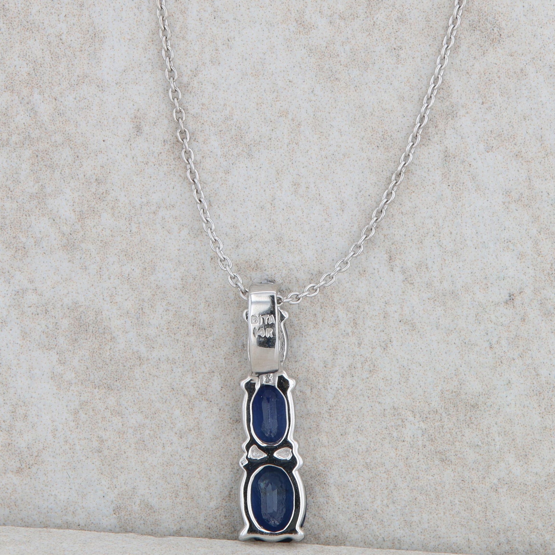 14k White Gold Sapphire and Diamond Necklace