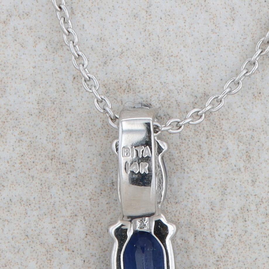 14k White Gold Sapphire and Diamond Necklace