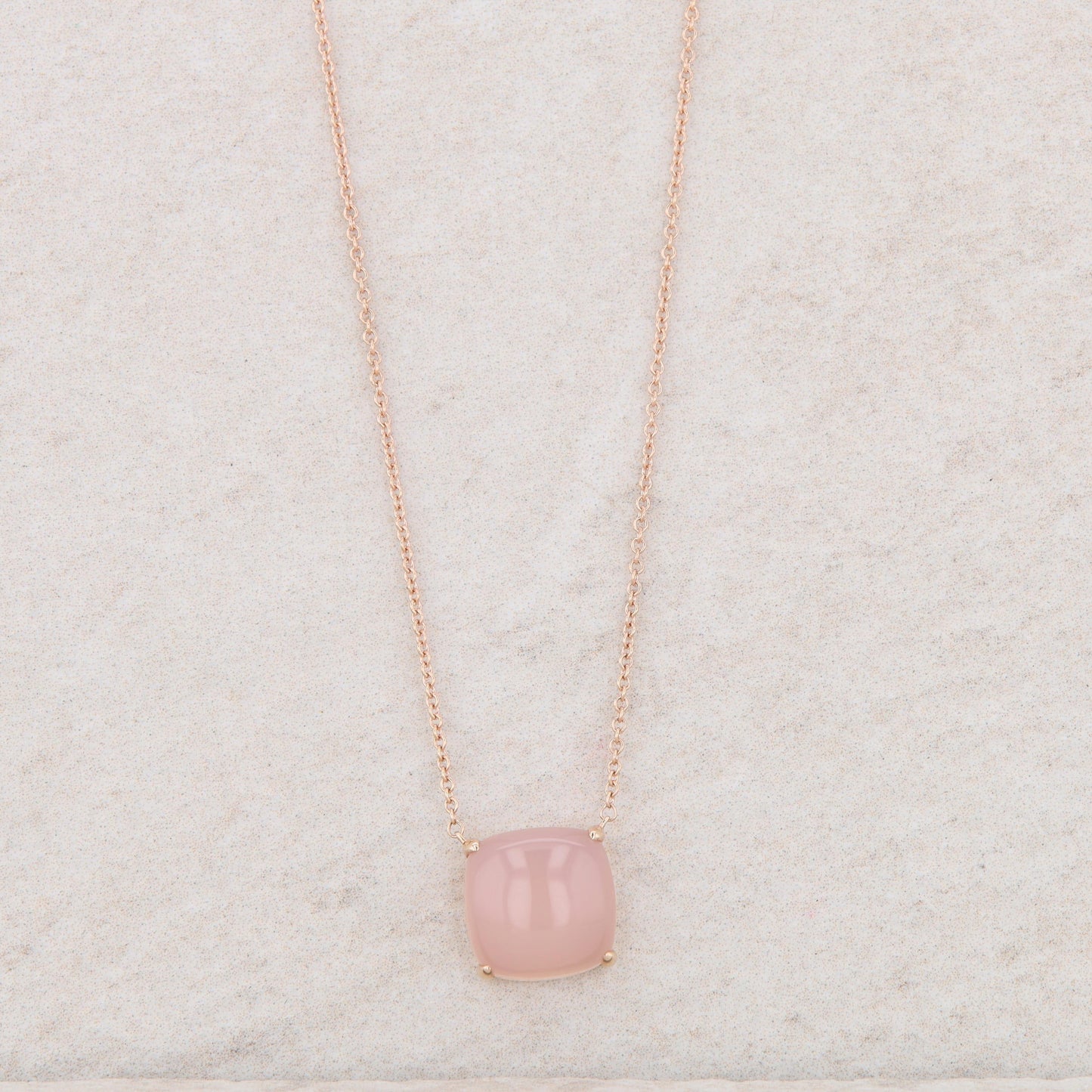 14k Rose Gold Pink Agate Necklace 16-18"