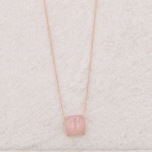 14k Rose Gold Pink Agate Necklace 16-18"