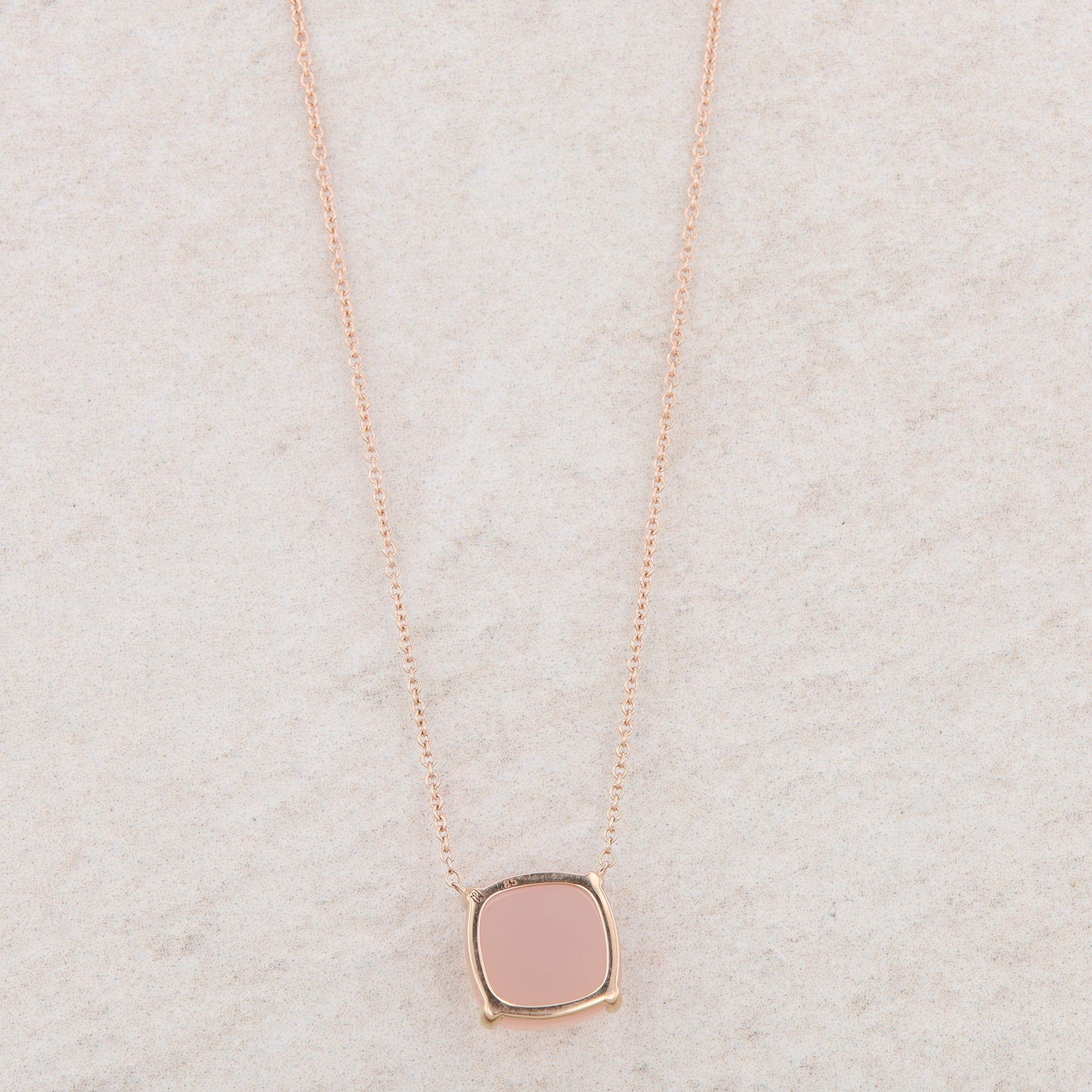 14k Rose Gold Pink Agate Necklace 16-18"