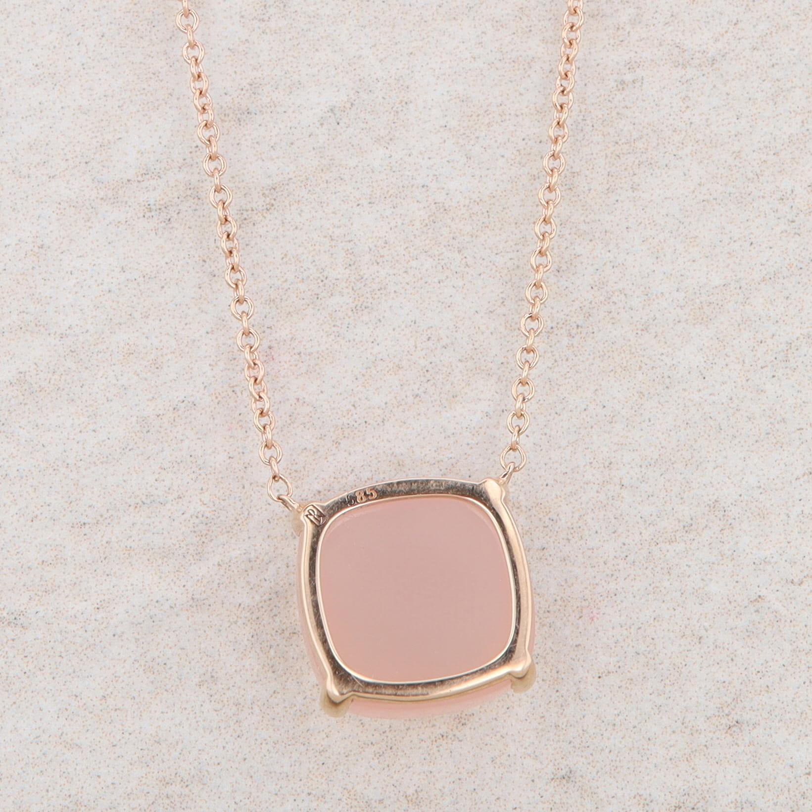 14k Rose Gold Pink Agate Necklace 16-18"