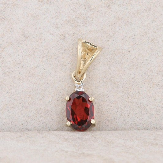 10k Yellow Gold Diamond and Garnet Pendant