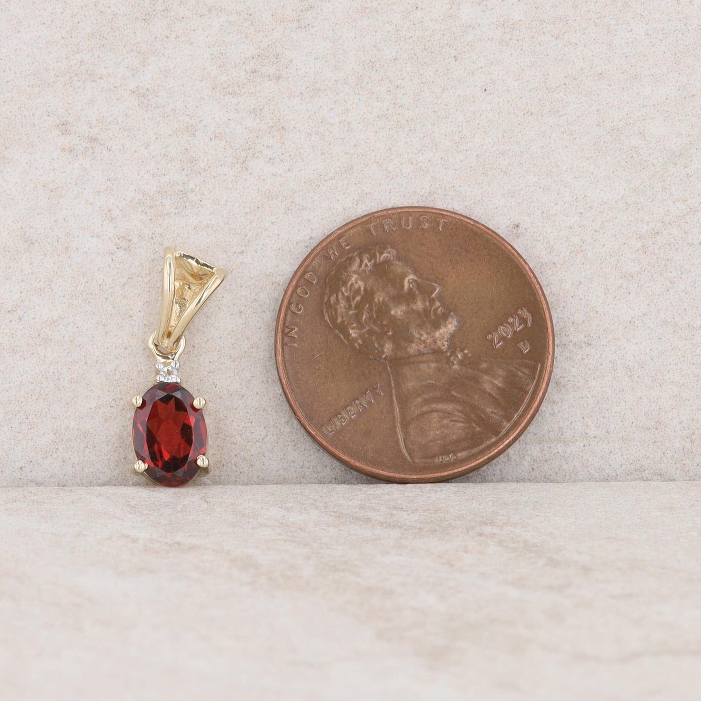 10k Yellow Gold Diamond and Garnet Pendant