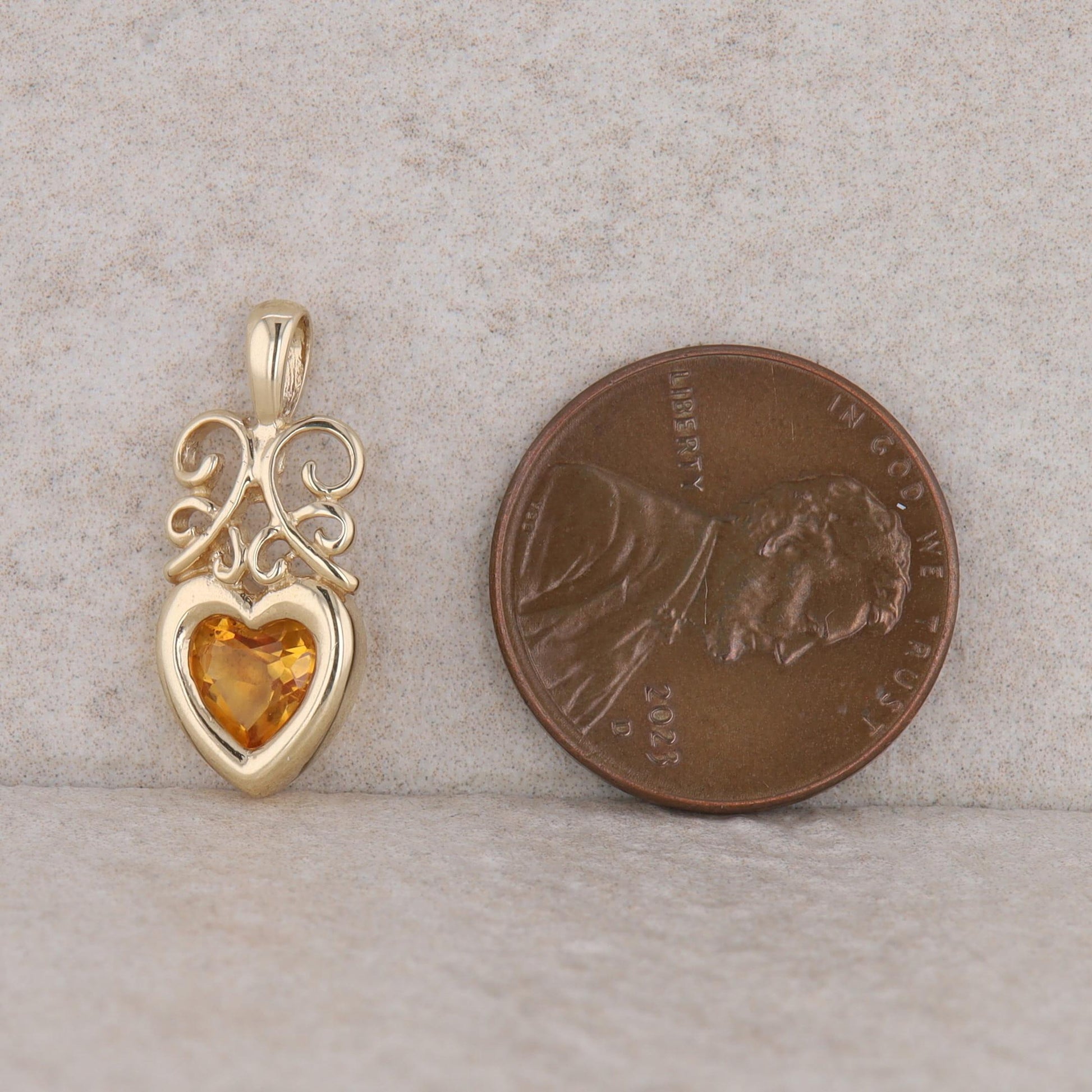 10k Yellow Gold Synthetic Citrine Heart Shape Pendant