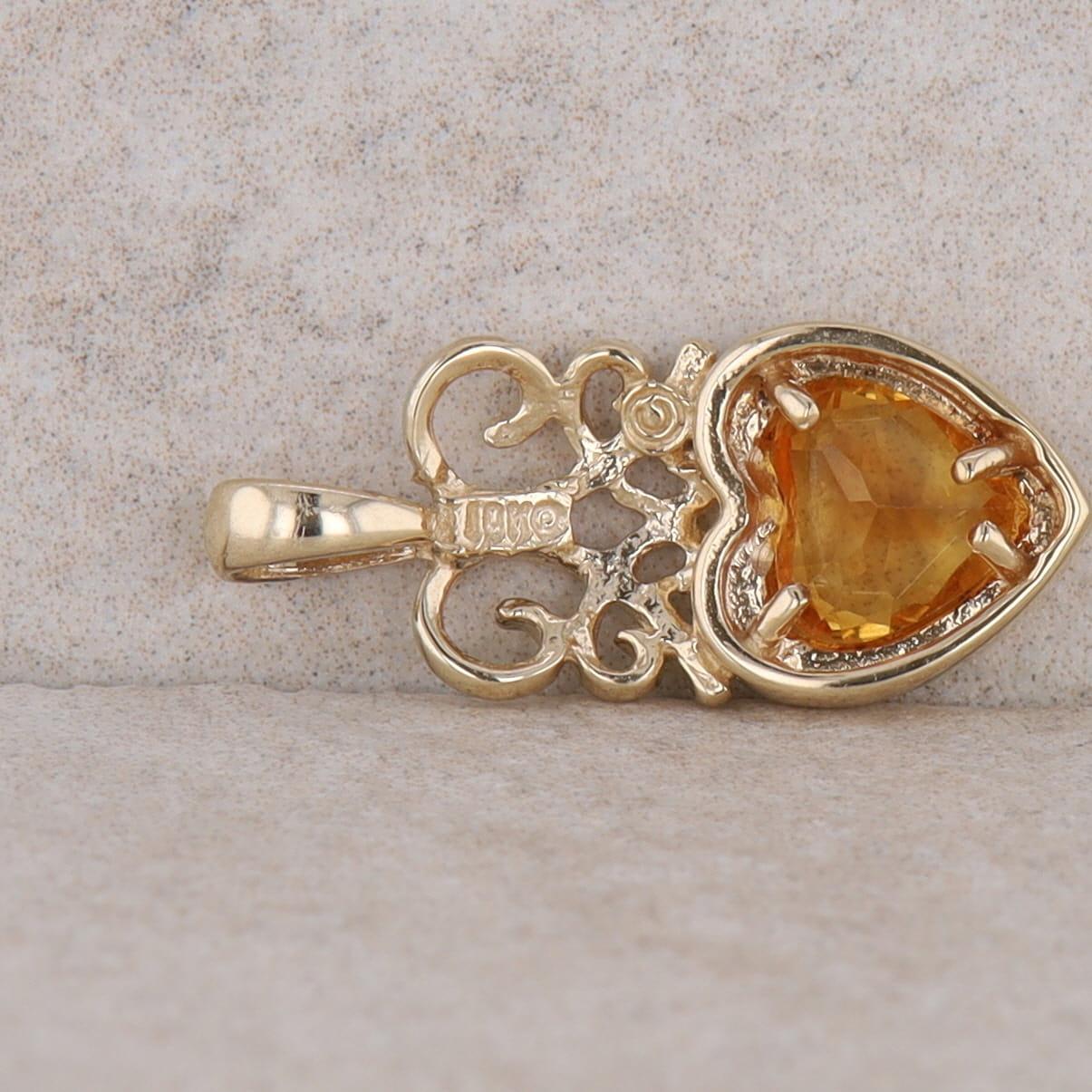 10k Yellow Gold Synthetic Citrine Heart Shape Pendant