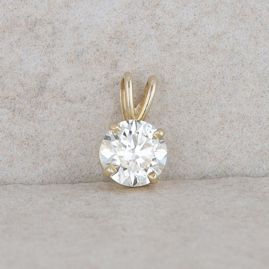 14k Yellow Gold 1.00ct Round Solitaire Pendant