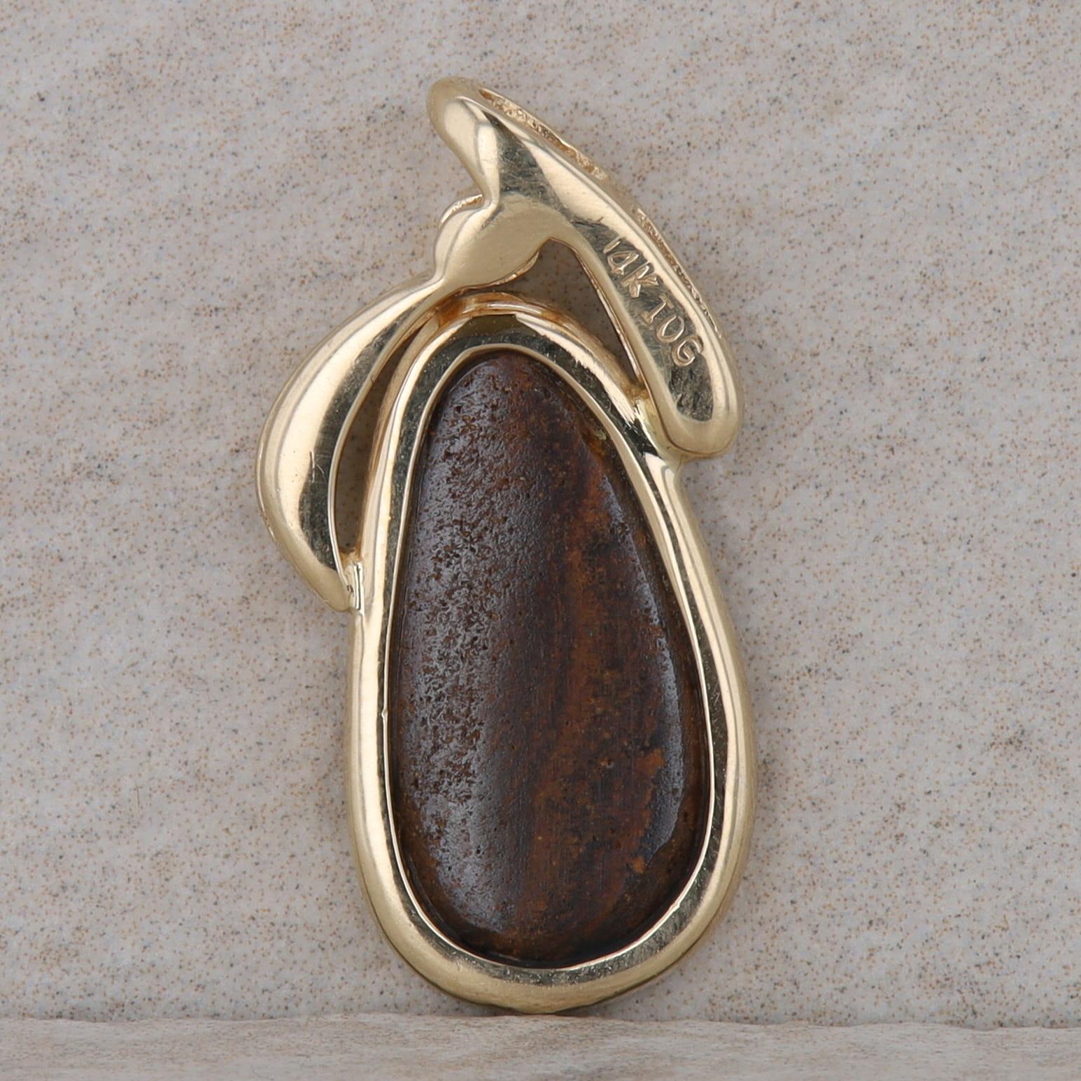 14k Yellow Gold Oblong Synthetic Opal & Diamond Pendant