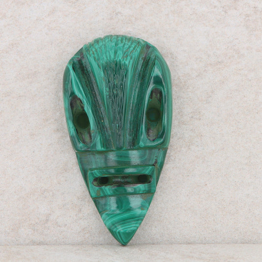 Malachite Green Mask Stone 44x23x12mm 96.46ct Loose