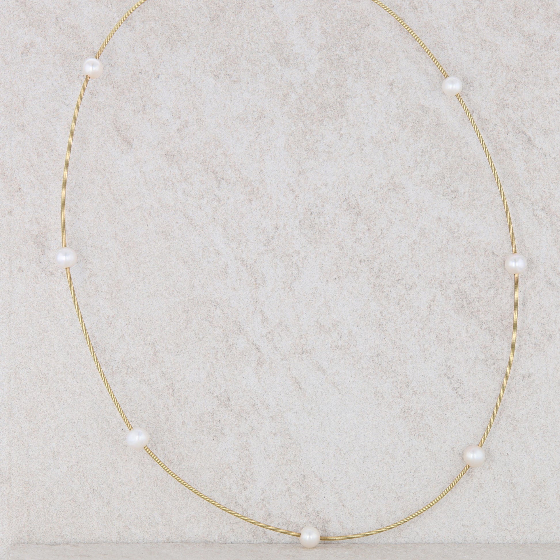 10k Yellow Gold Freshwater Cultured Pearl Station Necklace 16"