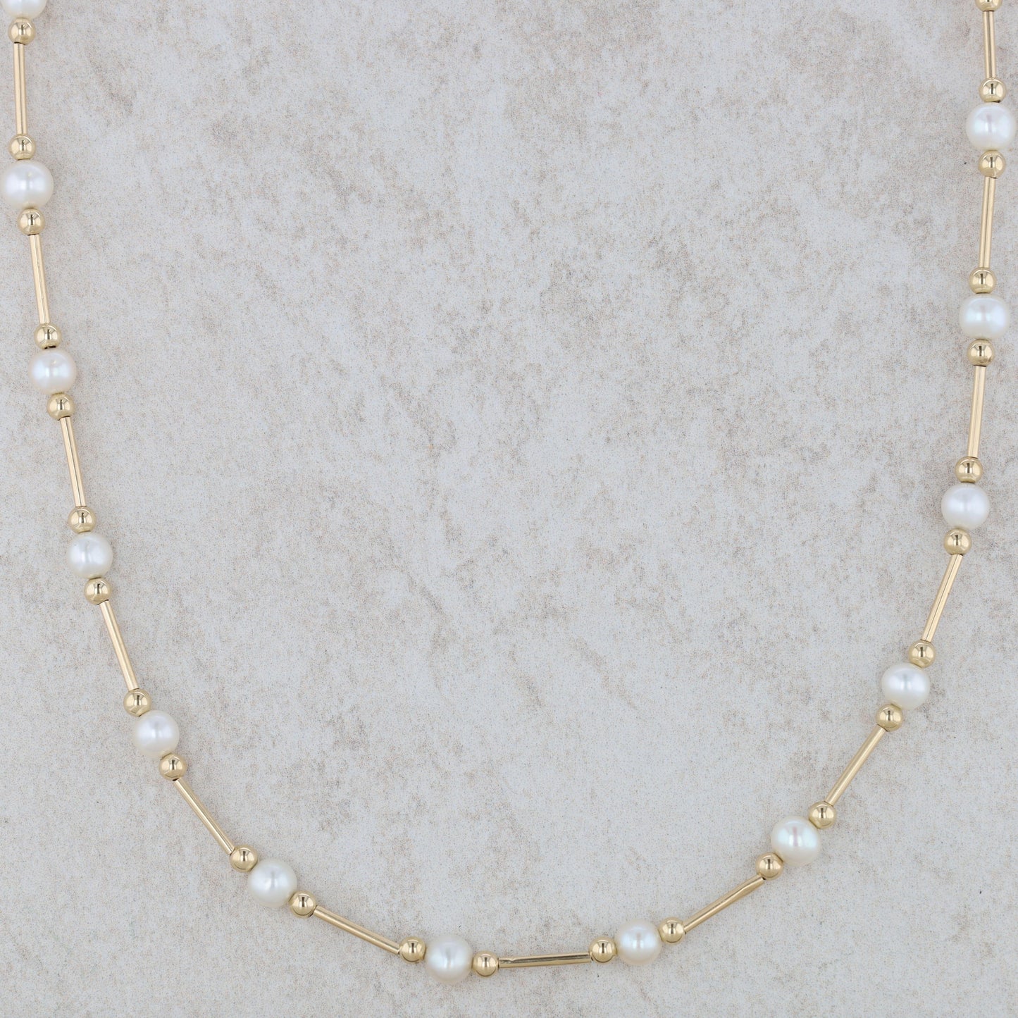 14k Yellow Gold Freshwater Cultured Pearl Station Necklace