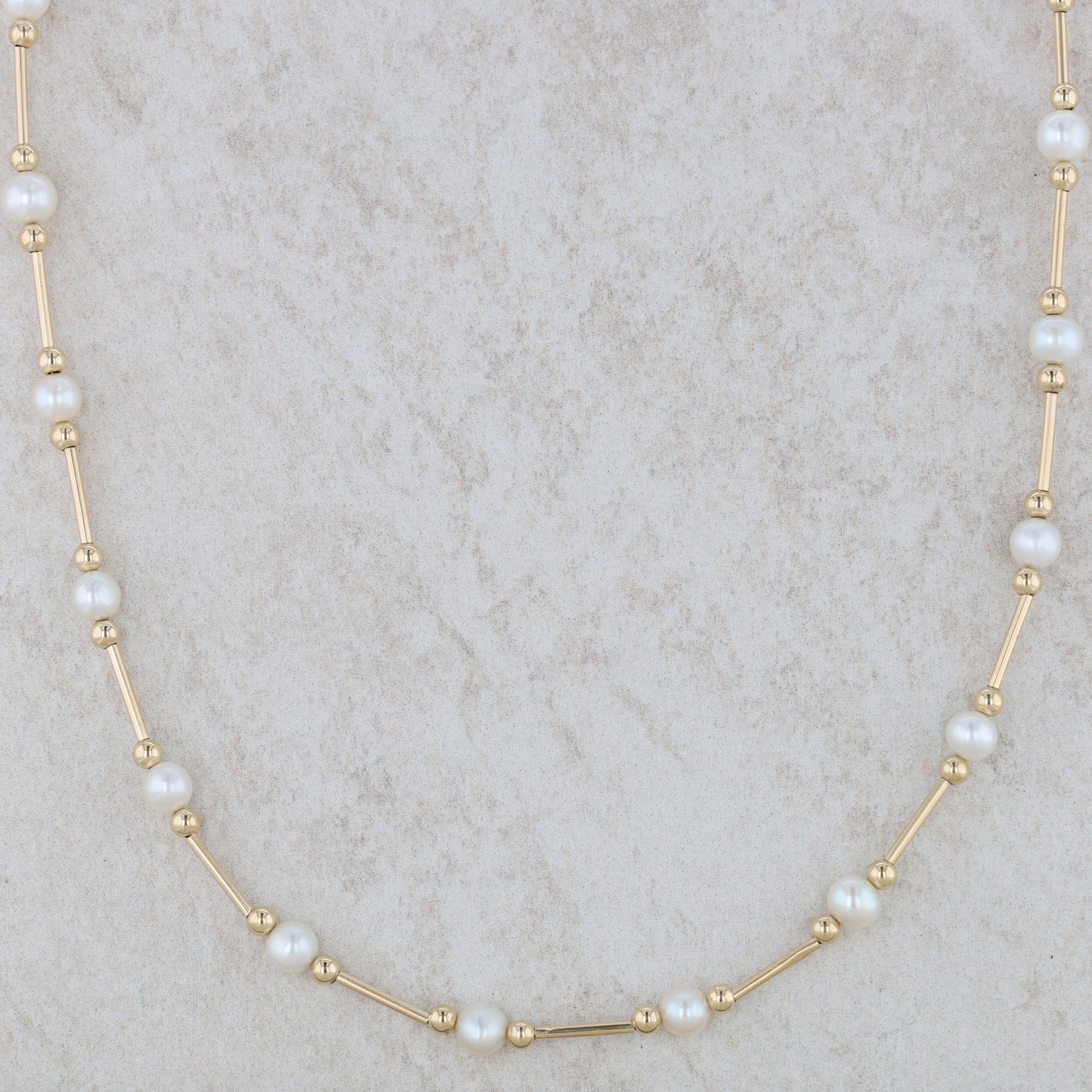 14k Yellow Gold Freshwater Cultured Pearl Station Necklace