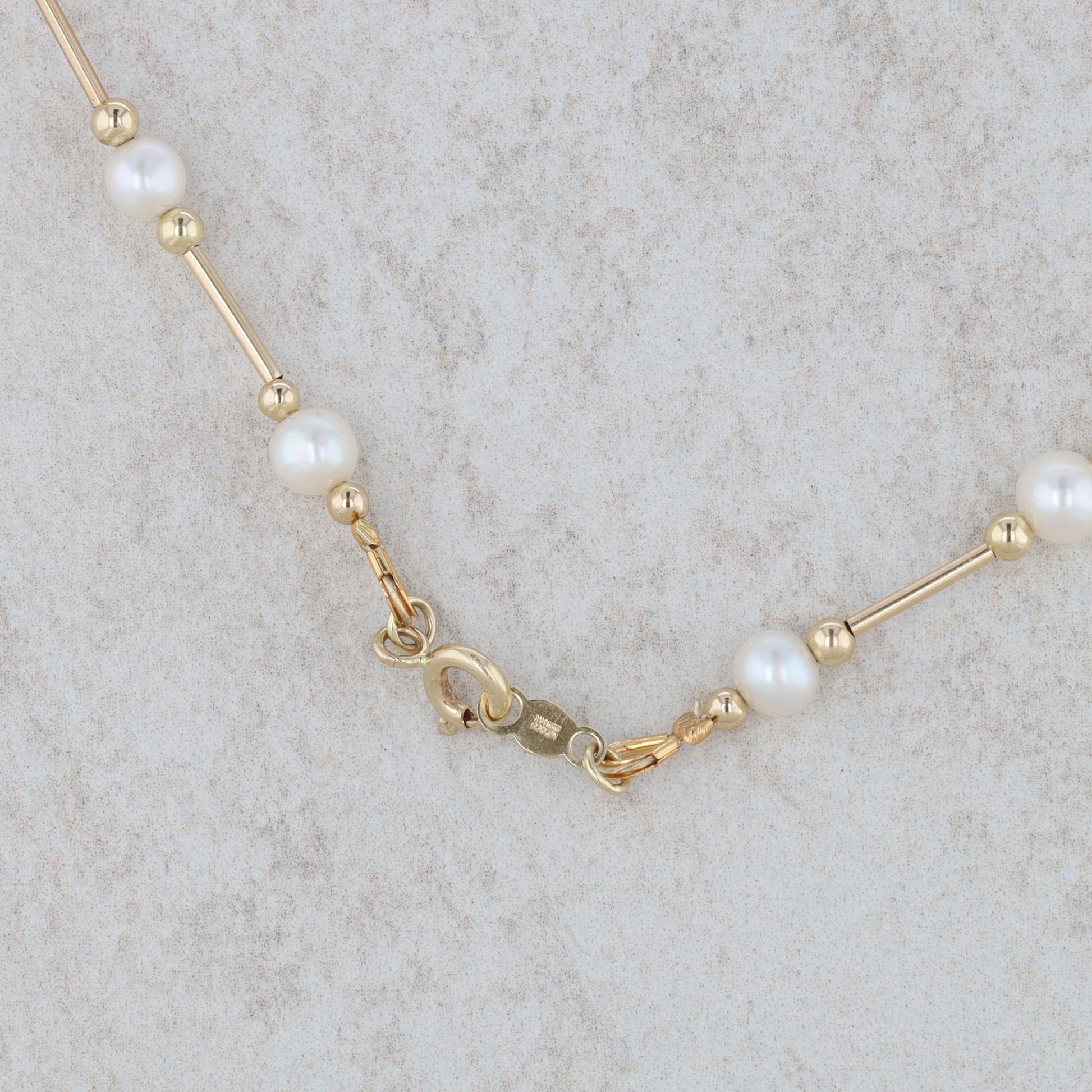 14k Yellow Gold Freshwater Cultured Pearl Station Necklace