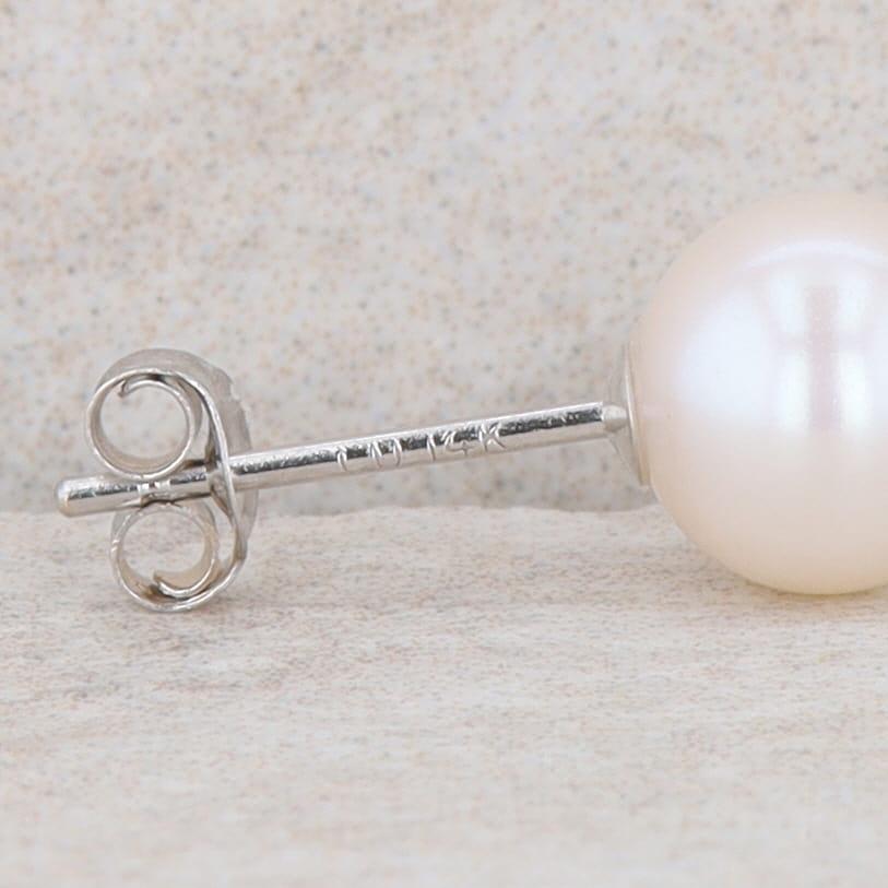 14k White Gold 6-6.5mm Freshwater Cultured Pearl Stud Earrings