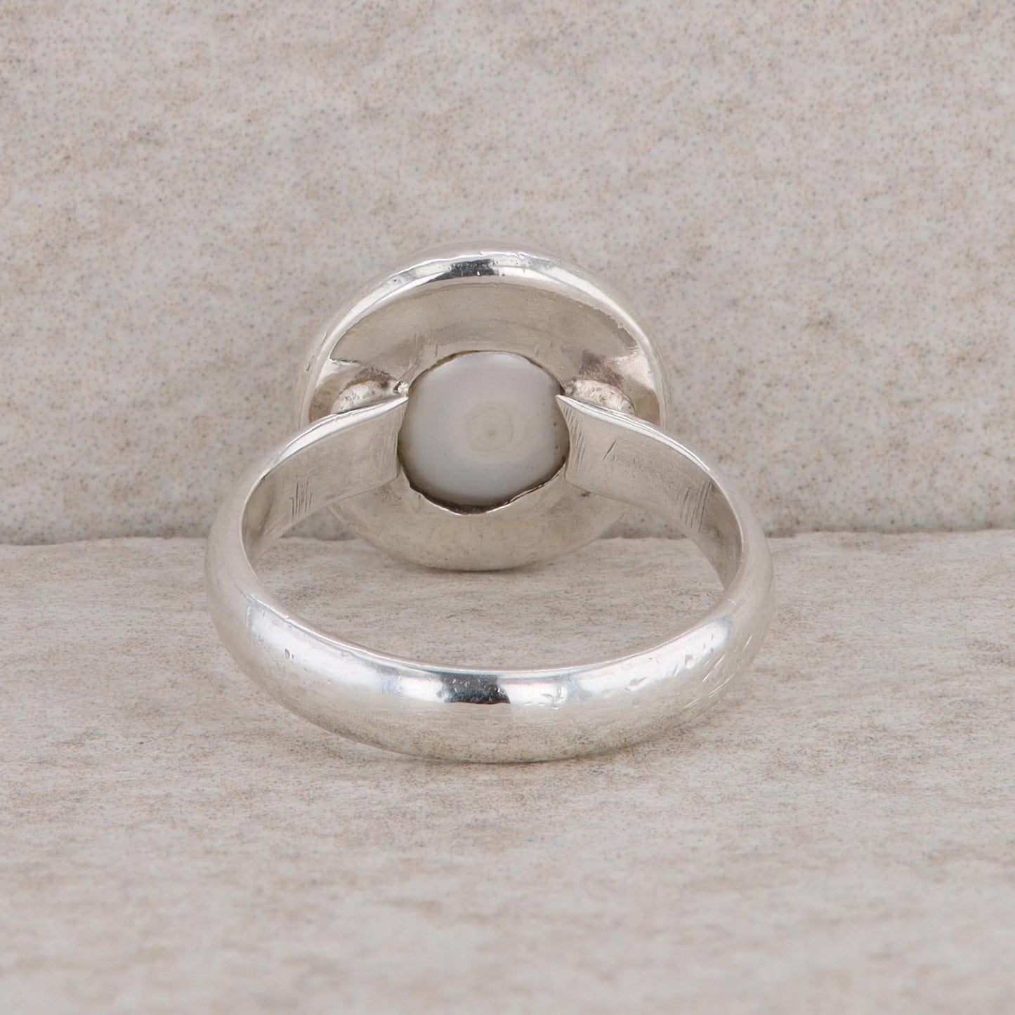 Sterling Silver Freshwater Cultured Button Pearl Ring