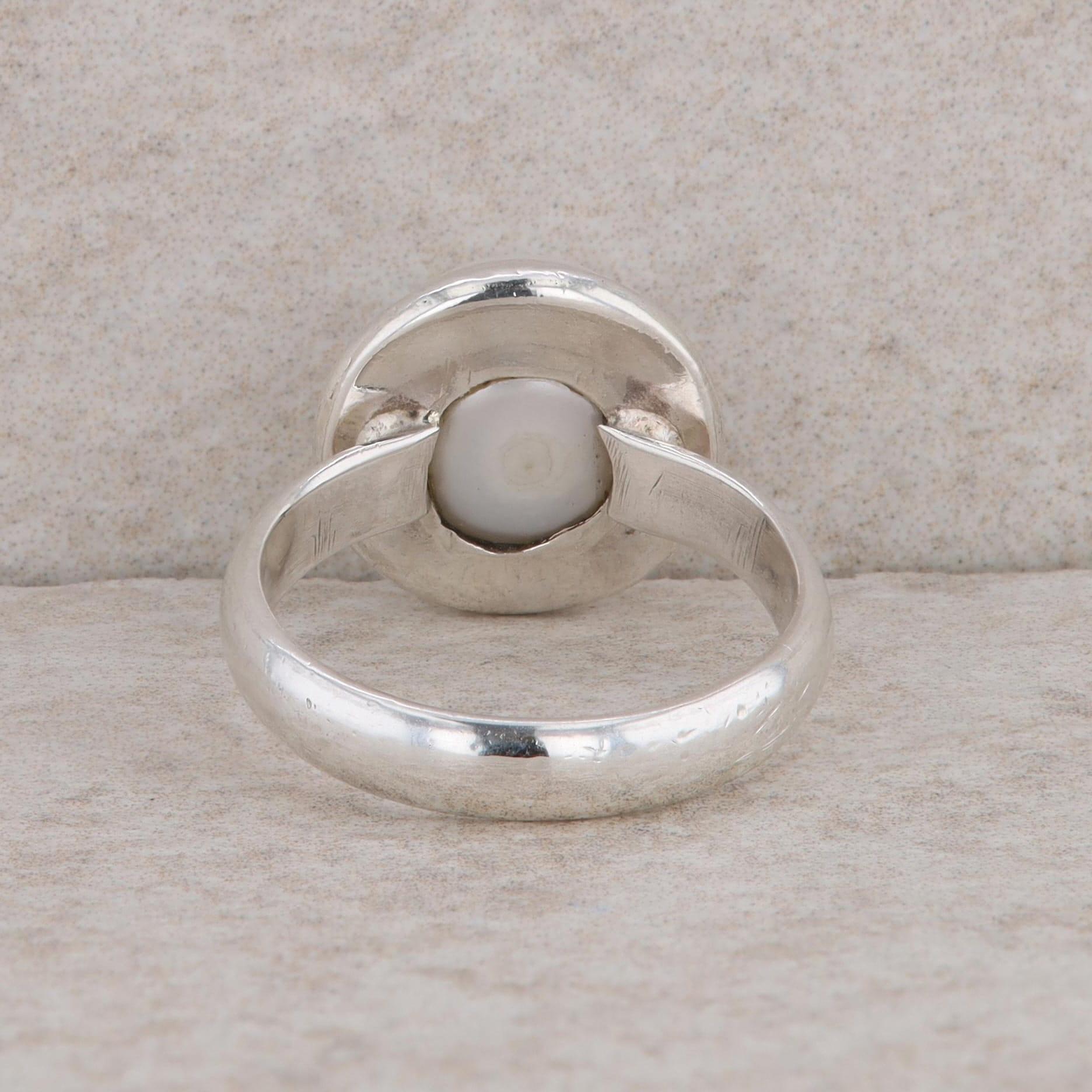 Sterling Silver Freshwater Cultured Button Pearl Ring