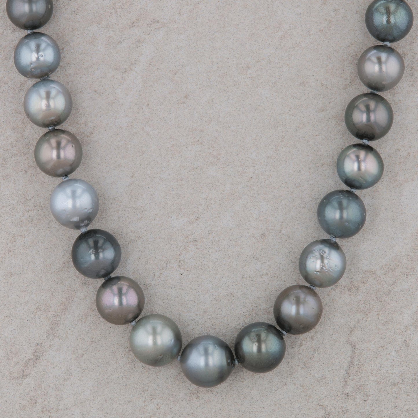 14k White Gold Multi Colored Cultured Tahitian Pearl Necklace 17.5"