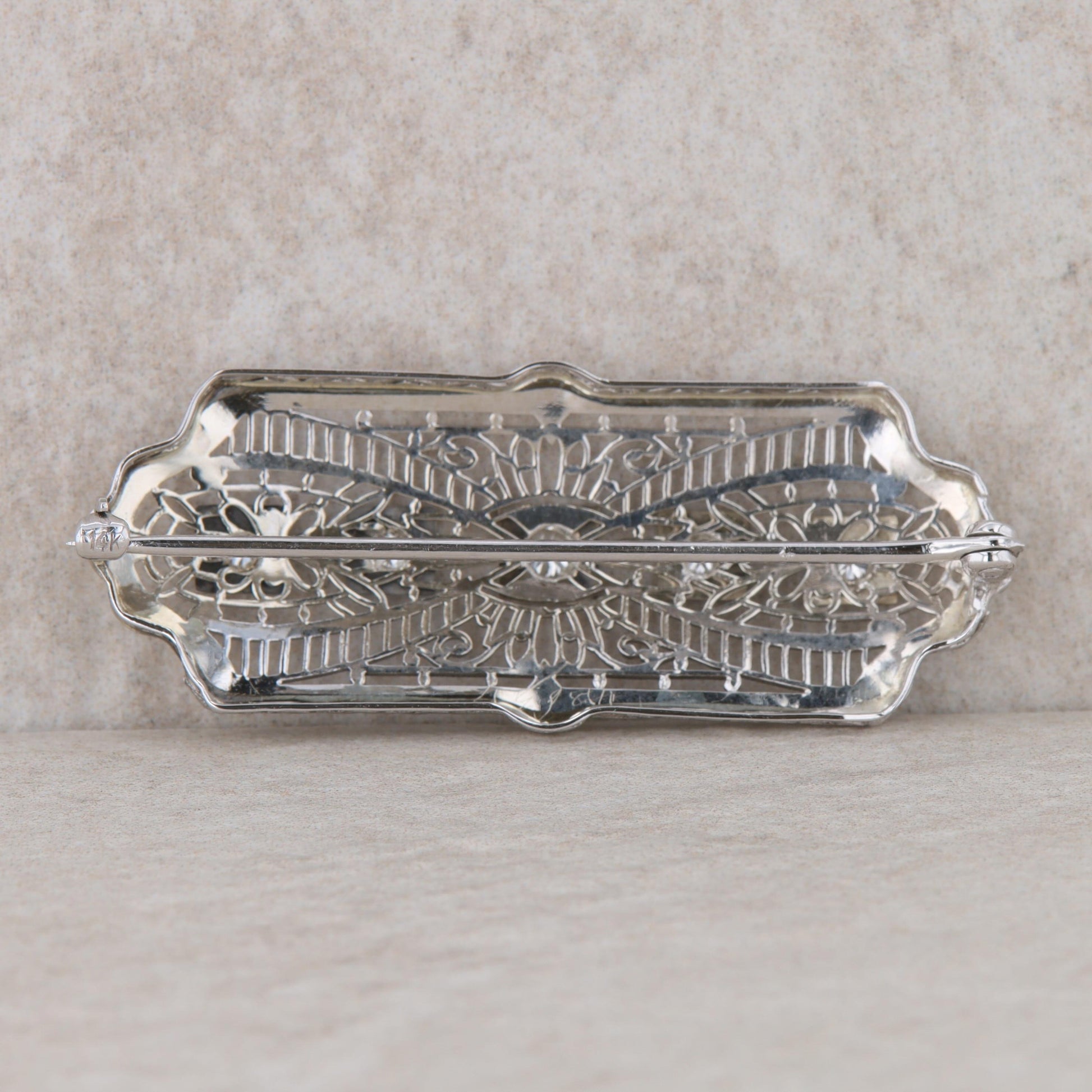 14k White Gold Diamond Vintage/Art Deco Style Brooch