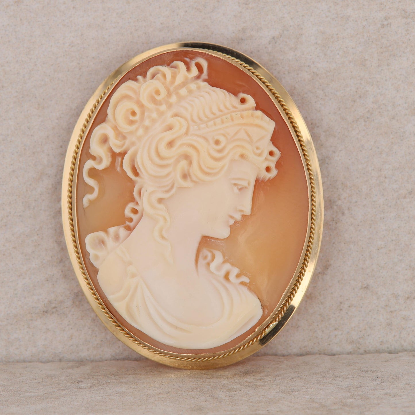 14k Yellow Gold Cameo Pendant & Pin