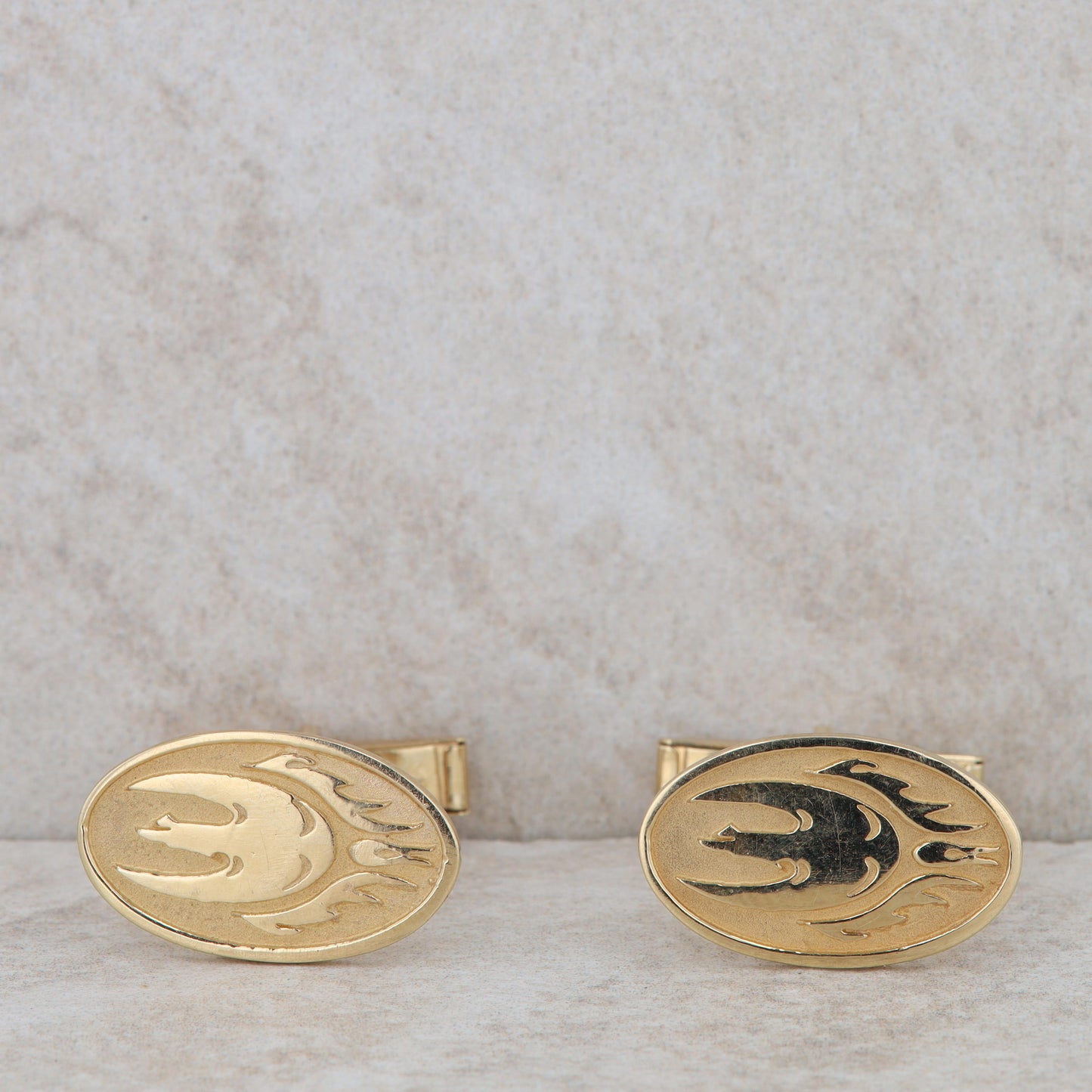 14k Yellow Gold Elon University Oval Cufflinks 7.82g