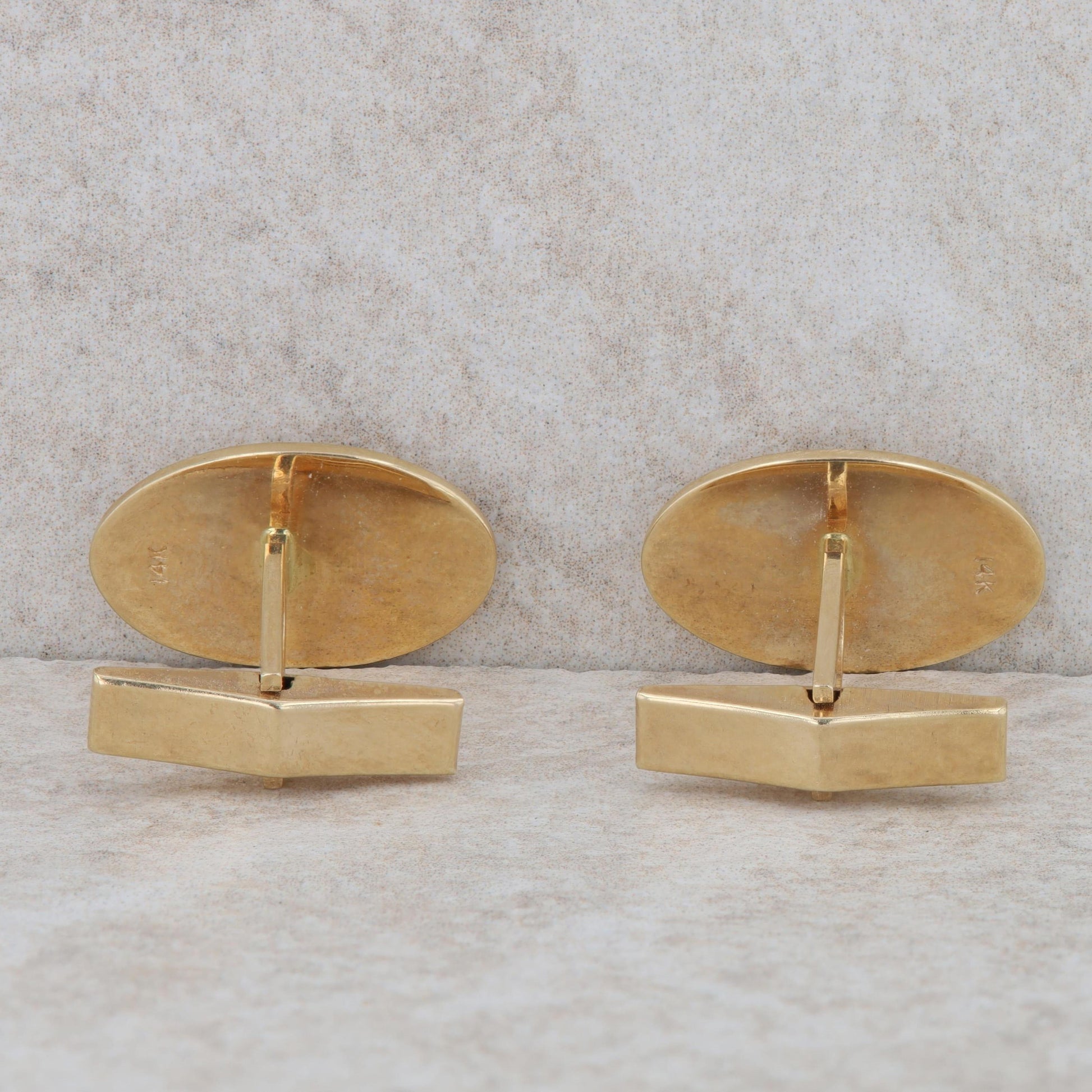 14k Yellow Gold Elon University Oval Cufflinks 7.82g