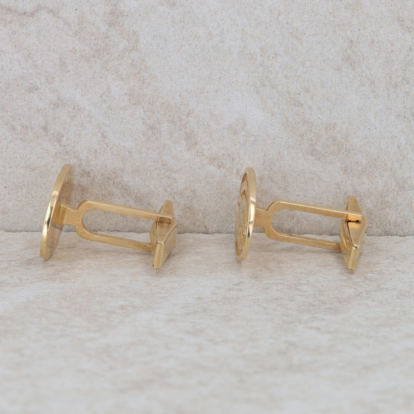 14k Yellow Gold Elon University Oval Cufflinks 7.82g