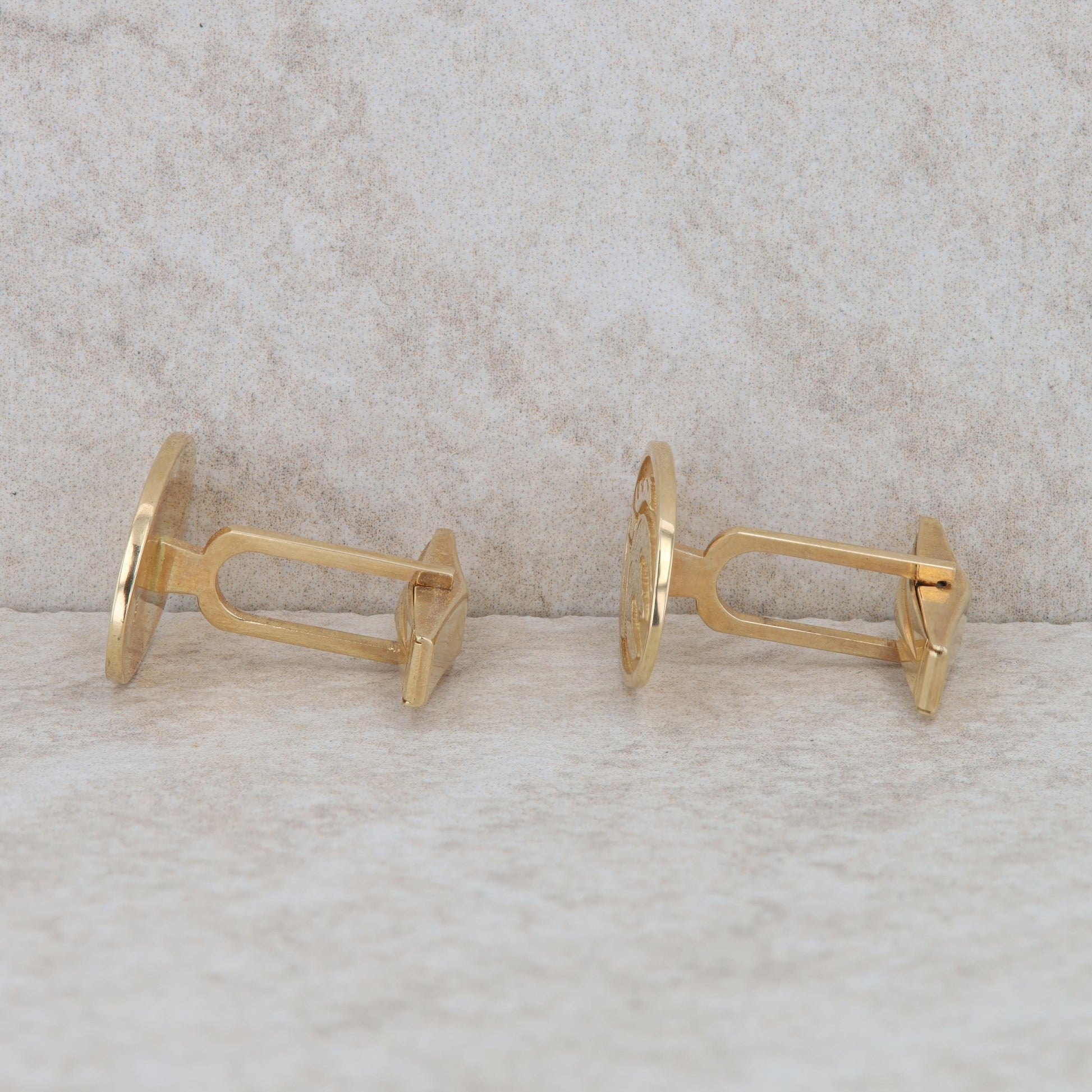 14k Yellow Gold Elon University Oval Cufflinks 7.82g