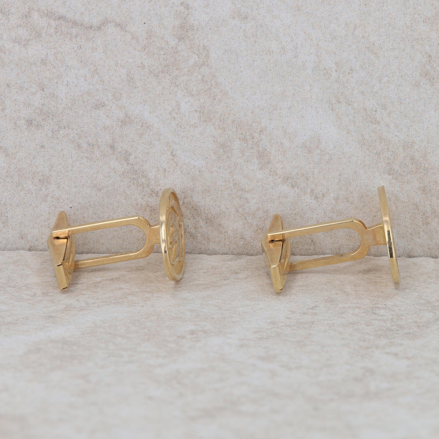 14k Yellow Gold Elon University Oval Cufflinks 7.82g