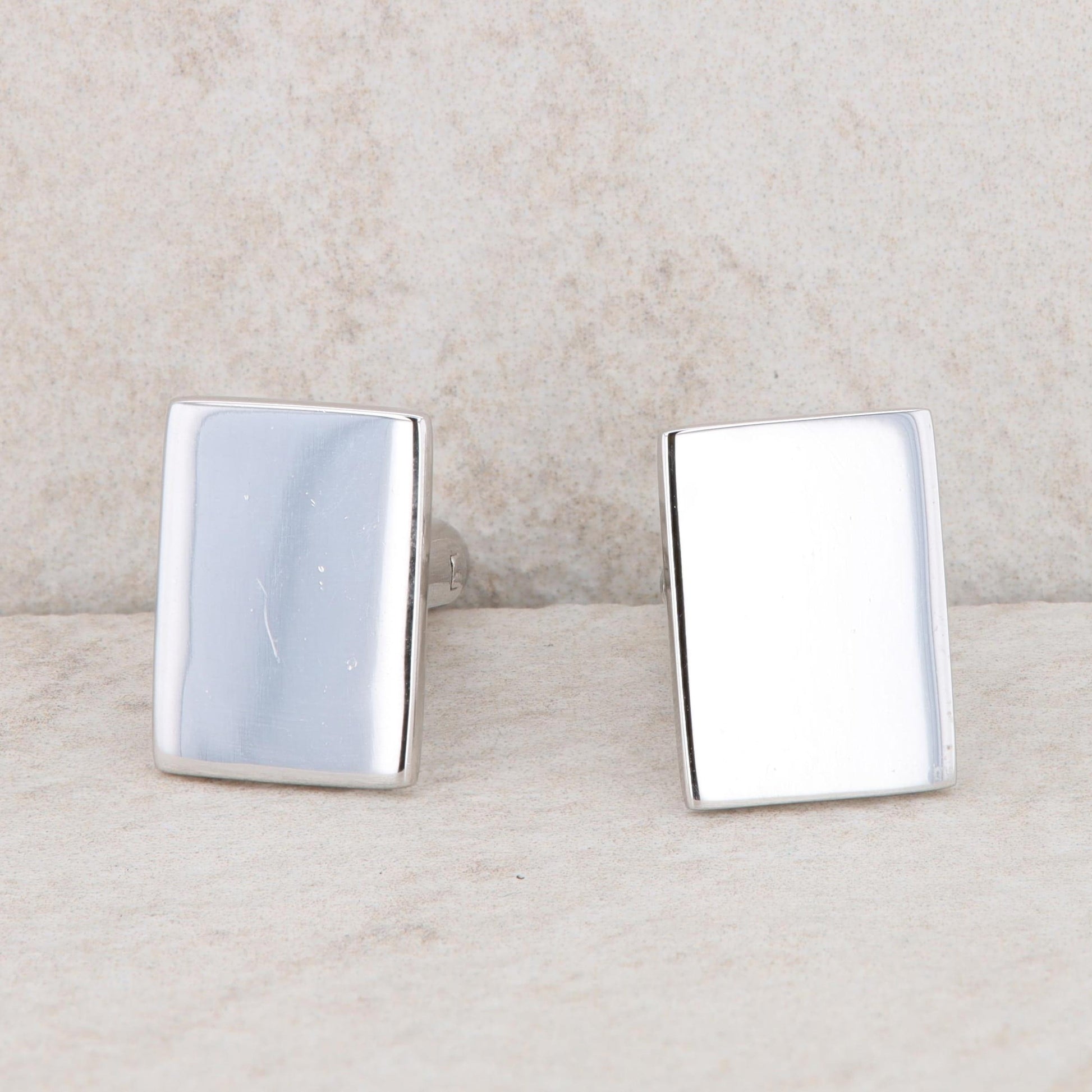 Silver Tone Rectangular Shaped Hickok Vintage Style Cufflinks 10.4g