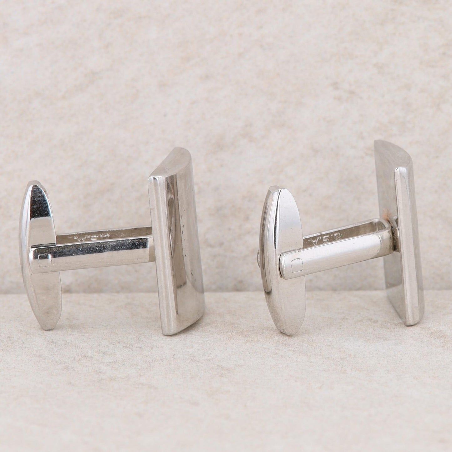 Silver Tone Foster Vintage Style Rectangular Cufflinks