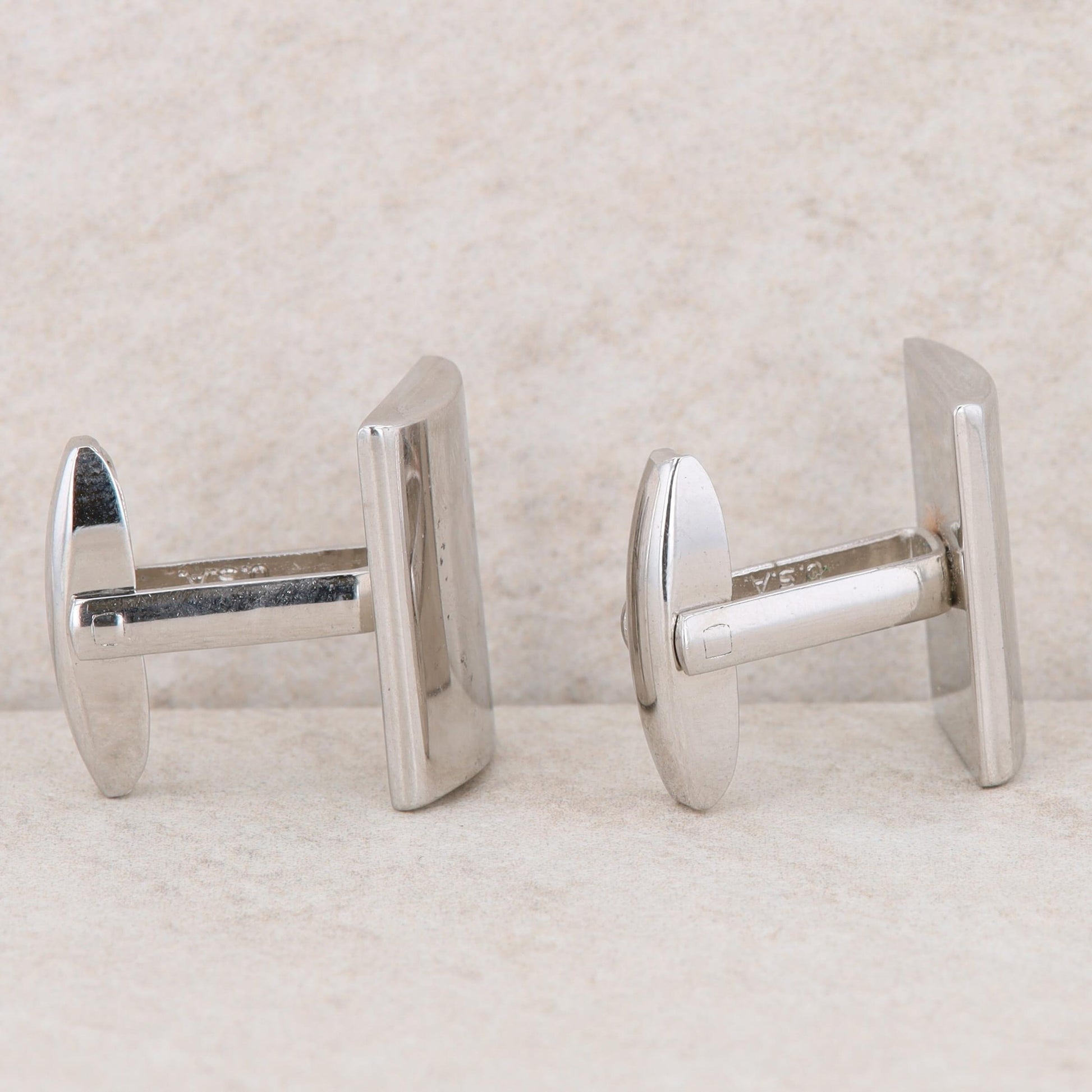 Silver Tone Foster Vintage Style Rectangular Cufflinks