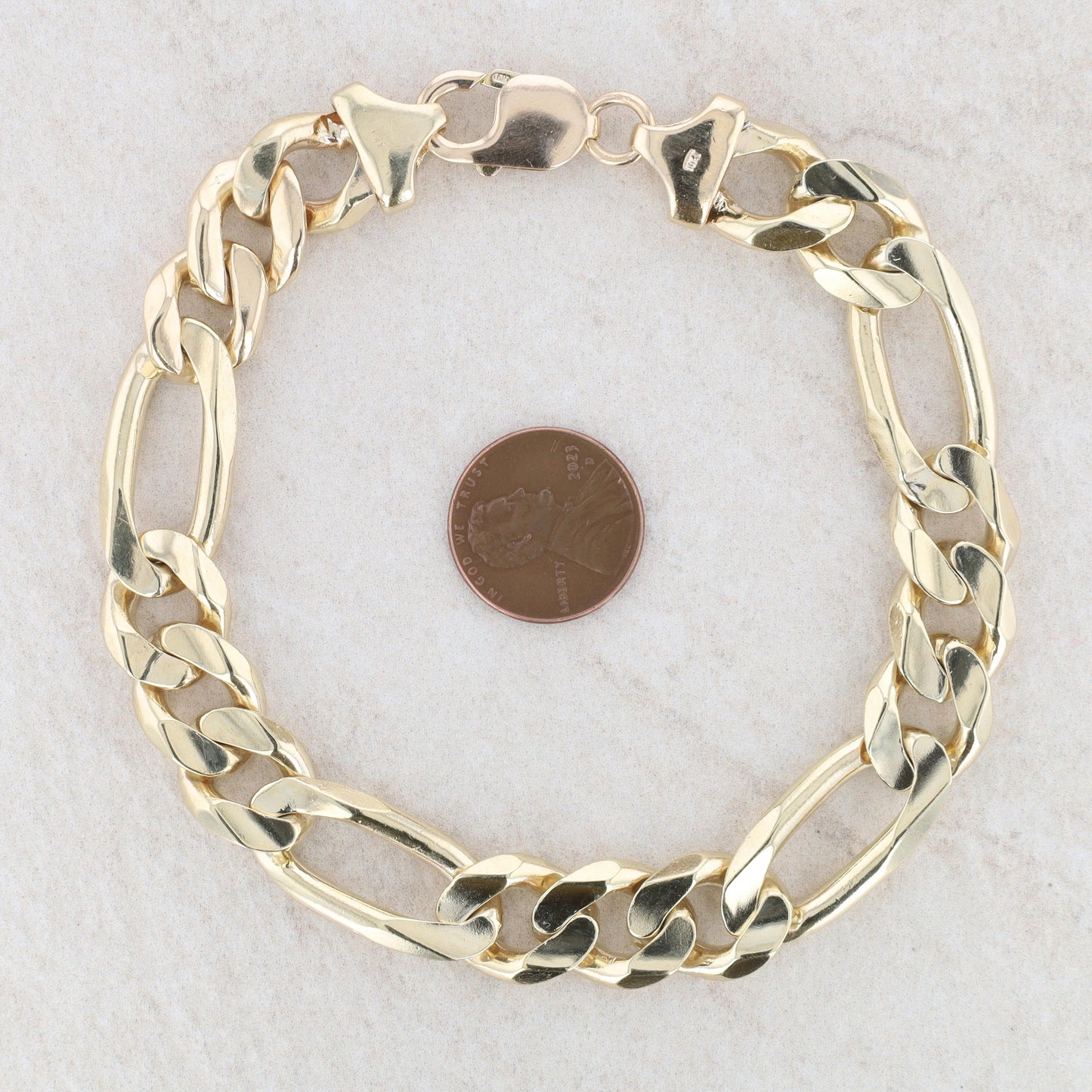 10k Yellow Gold Men's Figaro Bracelet 9.5" 64.0g